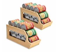 Kolmarc Stackable Bamboo Pantry Organizer - (Pack of 2) Canned Can Organizers - Organize Kitchen, Drawers, and Shelf - Natural Food and Home Holder