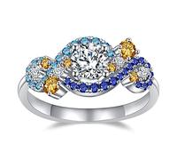 Kolmnurk Moissanite Eternity Ring 0.5ct 1ct 2ct D Color VVS1 Lab Grown Diamond Wedding Engagement Ring Van Gogh's The Starry Night Moissanite Rings for Women size 5-12, Sterling Silver, Moissanite