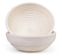 KOLNAMDINH Bread Proofing Baskets Set of 2, Round Shaped Dough Proofing Bowls Linerssourdough starter kit sourdough bread baking supplies Bread (round set 2 9in)