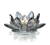 Kolnlala Crystal Lotus Flower Tealight Candle Holders/Glass Tea Light Candlestick Decor Decoration for Christmas Home Wedding Party… (1, Black 1pc)