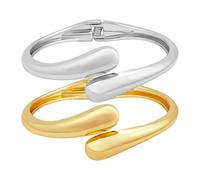 KOLODOGO 2pcs Chunky Gold Cuff Bracelet for Women 18K Gold Plated Bangle Bracelets Gold Silver Minimalist Irregular Bracelets Open Wide Wrist Cuff Bracelet Fashion Costume Jewelry, One Size, Metal, no