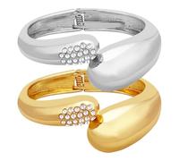 KOLODOGO 2pcs Chunky Gold Cuff Bracelet for Women 18K Gold Plated Bangle Bracelets Gold Silver Minimalist Irregular Bracelets Open Wide Wrist Cuff Bracelet Fashion Costume Jewelry, One Size, Metal, no