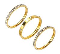 KOLODOGO 3 Pack Stackable Rings for Oura Ring Gen 3 Gen 4, Stainless Steel Cubic Zirconia Simulated Diamond Stackable Rings for Women, Size 6-10, Stainless Steel, No Gemstone