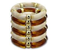 KOLODOGO 3PCS Chunky Bangles Bracelets for Women Stackable Chunky Bracelets Acrylic Bamboo Bracelet Stretch Bracelets for Women as Jewelry Gift, metal, no gemstone