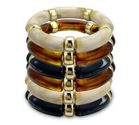 KOLODOGO 3PCS Chunky Bangles Bracelets for Women Stackable Chunky Bracelets Acrylic Bamboo Bracelet Stretch Bracelets for Women as Jewelry Gift, metal, no gemstone