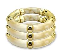 KOLODOGO 3PCS Chunky Bangles Bracelets for Women Stackable Chunky Bracelets Acrylic Bamboo Bracelet Stretch Bracelets for Women as Jewelry Gift, Metal, no gemstone