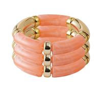 KOLODOGO 3PCS Gold Chunky Bangles Bracelets for Women Stackable Chunky Bracelets Acrylic Bamboo Bracelet Stretch Bracelets for Women as Jewelry Gift, metal, no gemstone