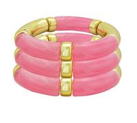 KOLODOGO 3PCS Gold Chunky Bangles Bracelets for Women Stackable Chunky Bracelets Acrylic Bamboo Bracelet Stretch Bracelets for Women as Jewelry Gift, metal, no gemstone