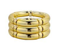 KOLODOGO 3PCS Gold Chunky Bangles Bracelets for Women Stackable Chunky Bracelets Acrylic Bamboo Bracelet Stretch Bracelets for Women as Jewelry Gift, metal, no gemstone