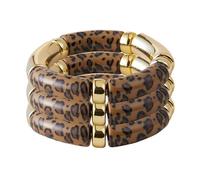 KOLODOGO 3PCS Gold Chunky Bangles Bracelets for Women Stackable Chunky Bracelets Acrylic Bamboo Bracelet Stretch Bracelets for Women as Jewelry Gift, Metal, No Gemstone