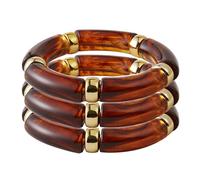KOLODOGO 3PCS Gold Chunky Bangles Bracelets for Women Stackable Chunky Bracelets Acrylic Bamboo Bracelet Stretch Bracelets for Women as Jewelry Gift, metal, no gemstone