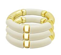 KOLODOGO 3PCS Gold Chunky Bangles Bracelets for Women Stackable Chunky Bracelets Acrylic Bamboo Bracelet Stretch Bracelets for Women as Jewelry Gift, metal, no gemstone