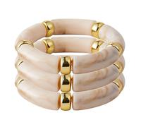 KOLODOGO 3PCS Gold Chunky Bangles Bracelets for Women Stackable Chunky Bracelets Acrylic Bamboo Bracelet Stretch Bracelets for Women as Jewelry Gift, metal, no gemstone