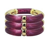 KOLODOGO 3PCS Gold Chunky Bangles Bracelets for Women Stackable Chunky Bracelets Acrylic Bamboo Bracelet Stretch Bracelets for Women as Jewelry Gift, metal, no gemstone