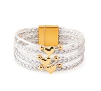 KOLODOGO Boho Leather Cuff Bracelets for Women Gold Bead Bracelets Stackable Clasp Bracelets for Women as Jewelry Gift, metal, no gemstone