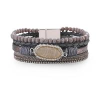 KOLODOGO Boho Leather Cuff Bracelets for Women Gold Bead Bracelets Stackable Clasp Bracelets for Women as Jewelry Gift, metal, no gemstone