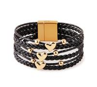 KOLODOGO Boho Leather Cuff Bracelets for Women Gold Bead Bracelets Stackable Clasp Bracelets for Women as Jewelry Gift, metal, no gemstone