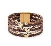 KOLODOGO Boho Leather Cuff Bracelets for Women Gold Bead Bracelets Stackable Clasp Bracelets for Women as Jewelry Gift, metal, no gemstone