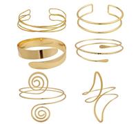 KOLODOGO Gold Arm Cuff for Women Open Adjustable Arm Bracelet Upper Armband Cuff Bracelet Jewelry for Women as Gift, Metal, no gemstone