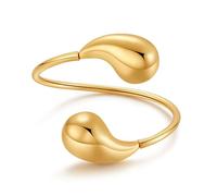 KOLODOGO Gold Bracelets for Women Hammered Wide Cuff Chunky Bracelets Open Cuff Teardrop Bangles Gold-Plated Wrist Cuff Bracelets for Women, metal, no gemstone