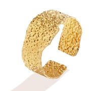 KOLODOGO Gold Cuff Bracelets for Women Hammered Irregular Cuff Bracelet Chunky Adjustable Open Bangles Gold Textured Arm Cuff Fashion Jewelry Gifts, One Size, Metal, no gemstone