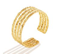 KOLODOGO Gold Cuff Bracelets for Women Hammered Irregular Cuff Bracelet Chunky Adjustable Open Bangles Gold Textured Arm Cuff Fashion Jewelry Gifts, One Size, Metal, no gemstone