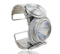 KOLODOGO Wide Cuff Chunky African Bracelets for Women Open Cuff Bangles Sparkly Rhinestone Wrist Cuff Bracelets as Jewelry Gift, Metal, no gemstone