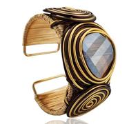 KOLODOGO Wide Cuff Chunky African Bracelets for Women Open Cuff Bangles Sparkly Rhinestone Wrist Cuff Bracelets as Jewelry Gift, Metal, no gemstone