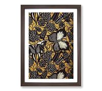 Koloman Moser Fabric Deisgn Framed Print | A2 Walnut Framed Wall Art | Ready to Hang | Modern Nature Picture | Living Room Bedroom Lounge Office