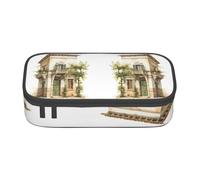 KoloQren Antique Building with Roman Olive Branch and Greek Print Large capacity pencil case with zipper,portable stationery storage bag