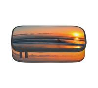 KoloQren Beautiful Sunrise Ocean Print Large capacity pencil case with zipper,portable stationery storage bag