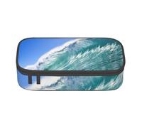 KoloQren Big Ocean Wave HD Print Large capacity pencil case with zipper,portable stationery storage bag