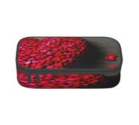 KoloQren Falling Red Hearts Print Large capacity pencil case with zipper,portable stationery storage bag