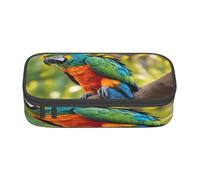 KoloQren Fantastic Parrot Feather Print Large capacity pencil case with zipper,portable stationery storage bag