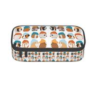 KoloQren Guinea Pig Illustration Print Large capacity pencil case with zipper,portable stationery storage bag