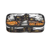 KoloQren Happy-halloween-vector Print Large capacity pencil case with zipper,portable stationery storage bag