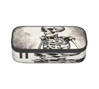 KoloQren Interesting Skeleton Print Large capacity pencil case with zipper,portable stationery storage bag