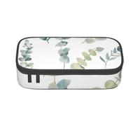 KoloQren White Natural Greenery Twig Print Large capacity pencil case with zipper,portable stationery storage bag