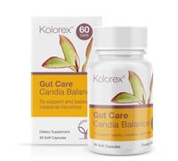 Kolorex Gut Care Candida Balance - Natural Herbal Digestive Support - Potent Active Horopito Extract - Vegan Friendly - 60 Soft Capsules
