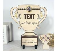 KOLOWKO Custom Rotating Photo Frame - Personalized 4-Photo Trophy Display Stand | Desktop Decorative Picture Frame Gift for Dad, Grandpa, Colleagues, Teams | Personalized Office Decor