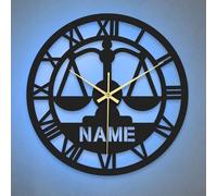 KOLOWKO Custom Wrought Iron Clock Silent Ticking-Free Wall Clock Personalized Name Metal Hanging Clock Optional Multicolor LED Lighting Suitable for Various Occasions Gift
