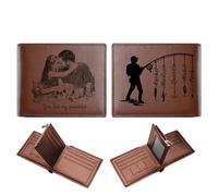 KOLOWKO Personalised Photo Wallet for Men, Custom Engraved Trifold with Card Slots, Gifts for Father Husband Son