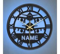 KOLOWKO Personalized Wall Clock - Custom Name Metal Clock with LED Lights, Silent Wall Clock 15.7” Round Iron Clock for Home Decor