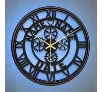 KOLOWKO Personalized Wall Clock - Custom Name Metal Clock with LED Lights, Silent Wall Clock 15.7” Round Iron Clock for Home Decor