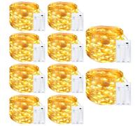 Kolpop 10 Packs Fairy Lights Battery Operated, 5M 50 LED Copper Wire Christmas String Lights, Warm White LED Twinkle Lights for Bedroom Wedding Birthday Party Indoor Tree DIY Decorations