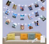 Kolpop 100 LED Photo Clip String Lights,10M Copper Wire Fairy Lights with 60 Clips Indoor Battery Powered Cooper Wire Hanging String Photo Frames Decoration for Bedroom Wedding Party Xmas (Cool White)