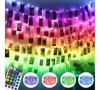 Kolpop 100LED Photo Clip String Lights with Remote, 10M Photo Peg Fairy Lights Indoor 60 Clips Battery Powered Cooper Wire Hanging String Photo Display for Bedroom Birthday Wedding Party Christmas