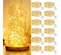 Kolpop 12 Pack Battery Fairy Lights Operated, 2M 20 LED String Lights Battery Powered, Waterproof Mini Twinkle Light, Warm White Small Fairy Llights for Jars Indoor Christmas