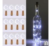 Kolpop [12 Pack Bottle Lights, Cork Lights for Wine Bottles, 2m 20 LED Copper Wire Fairy Lights for Parties, Birthday, Wedding, Christmas DIY Table Centrepieces Indoor/Outdoor Decoration(Cool White)