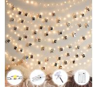 Kolpop 150LED Photo Clip String Lights, 15M Photo Peg Fairy Lights Indoor with 60 Clips Battery Powered Hanging String Photo Display for Bedroom Birthday Wedding Party Christmas Decorations